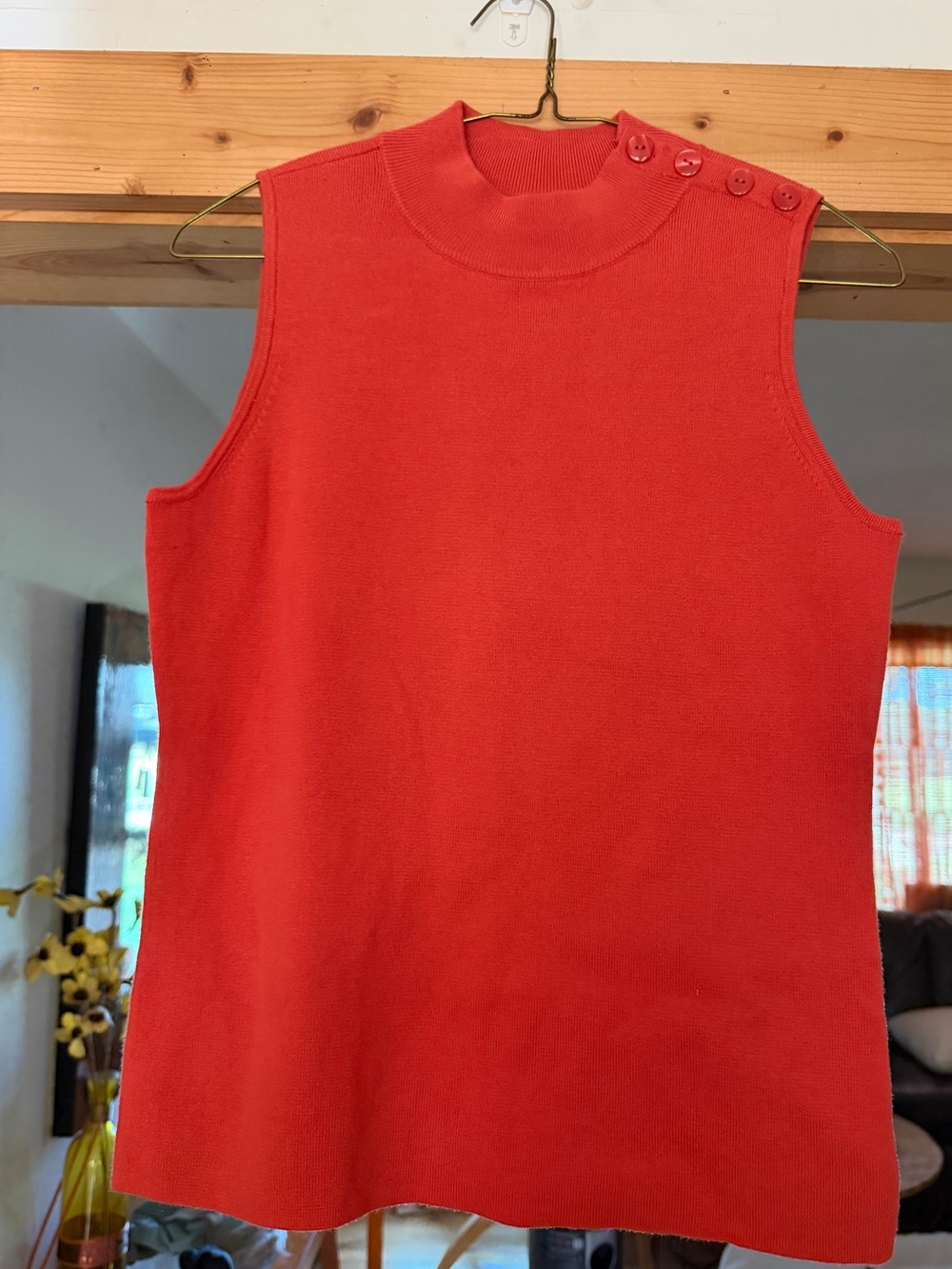 Ann Taylor Factory Sleeveless Mock Neck Tank Top - Red